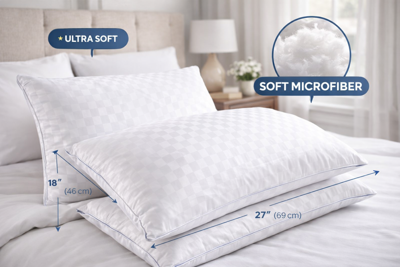 Premium Rest Microfiber Pillow Set of 2 pieces