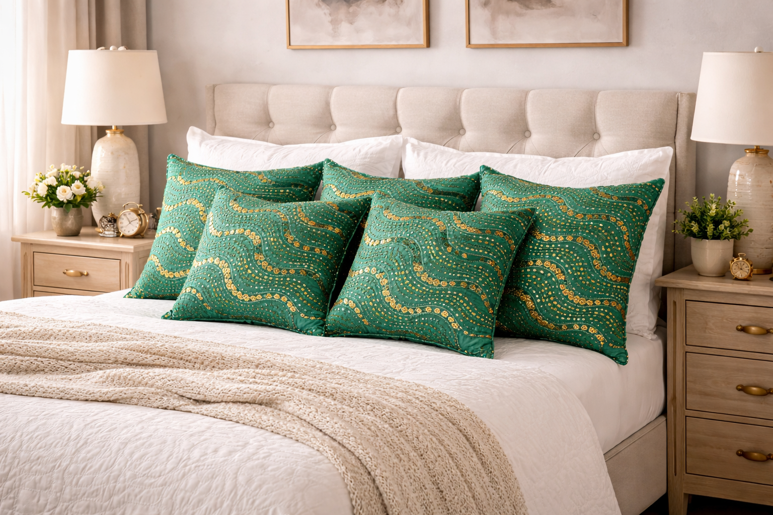 Designer Embroidered Cushion Cover 16×16 – Luxury Home Décor